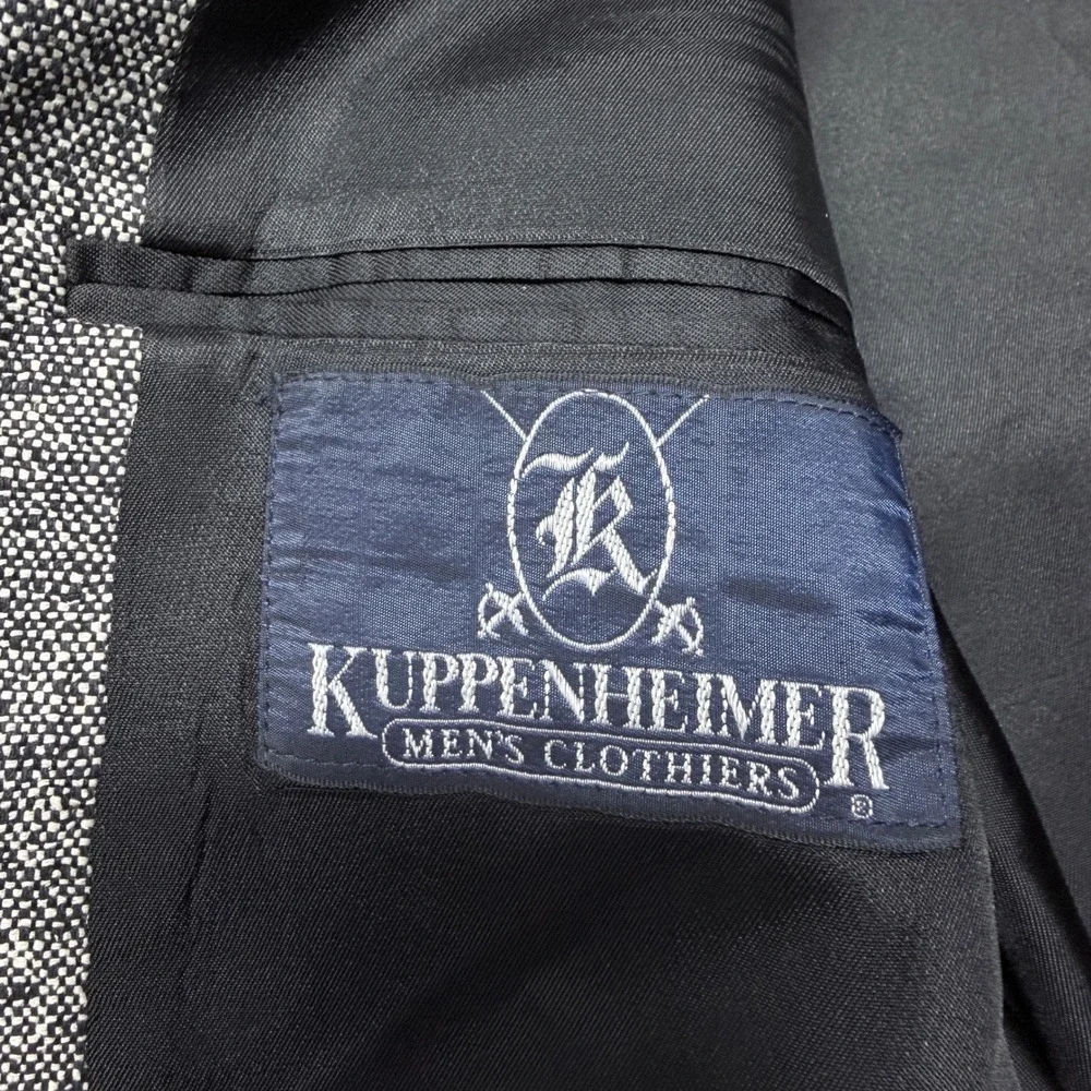 Vintage Kuppenheimer Mens Grey Tweed Blazer Sport Coat Made in USA 44R